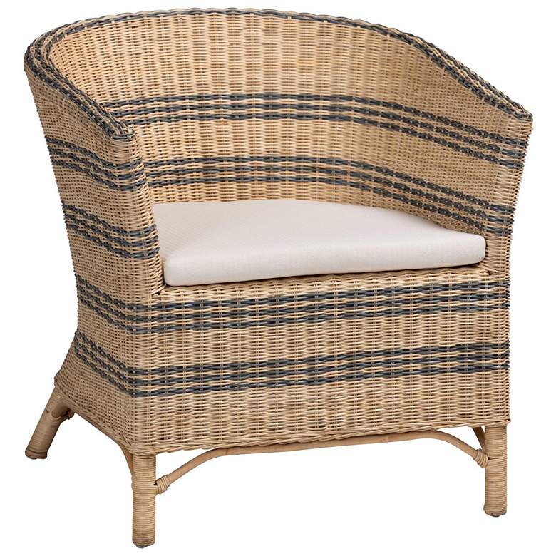 Image 2 bali & pari Elda Natural Rattan Accent Chair - Wicker Barrel-Back Chair
