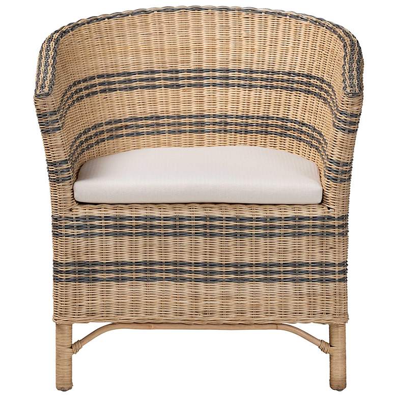 Image 3 bali & pari Elda Natural Rattan Accent Chair - Wicker Barrel-Back Chair more views