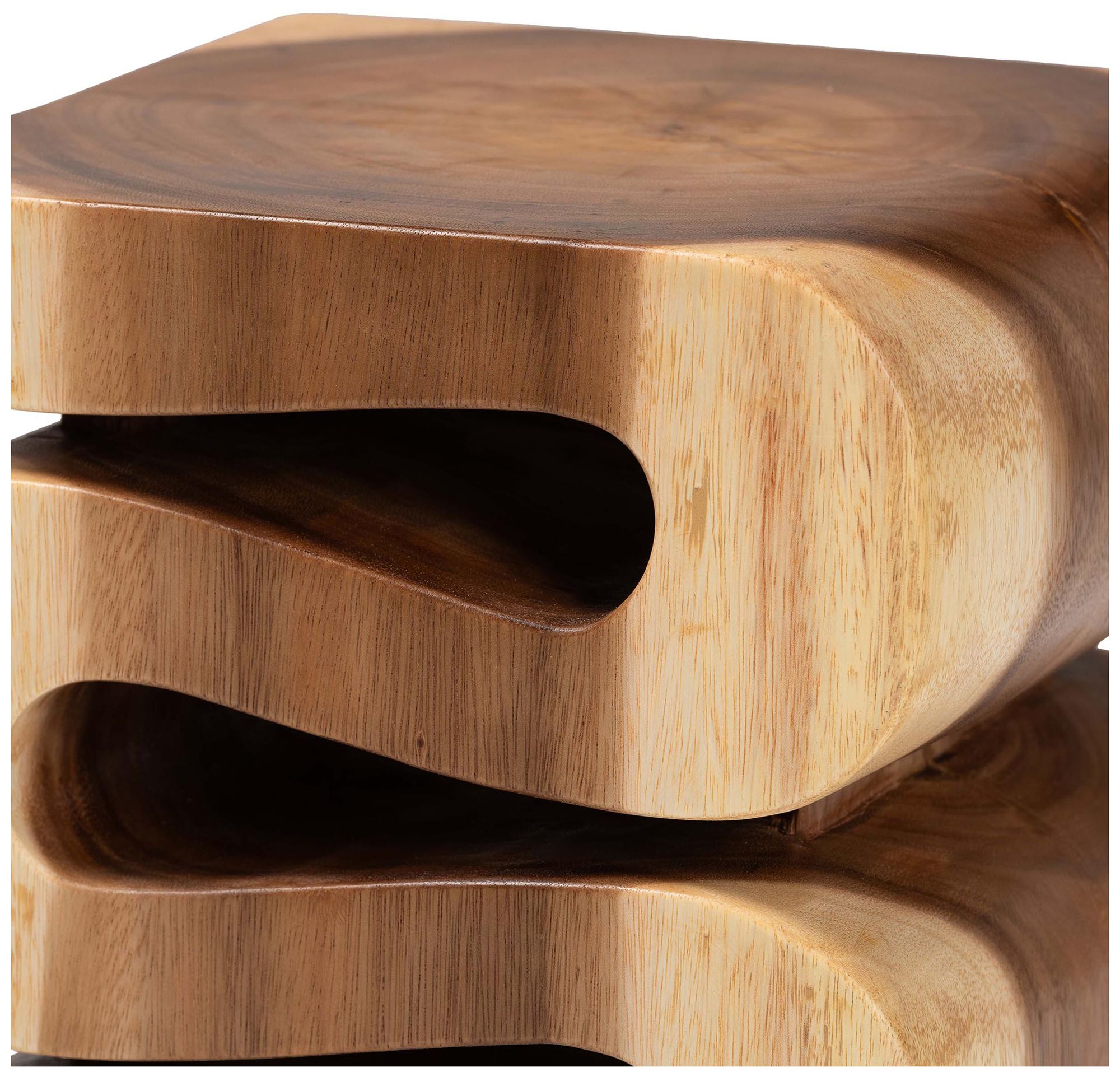 Image 5 bali & pari Eliada Hand-carved Suar Wood Side Table more views