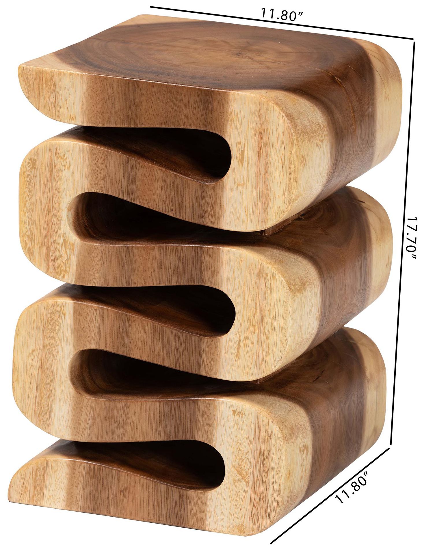 bali & pari Eliada Hand-carved Suar Wood Side Table