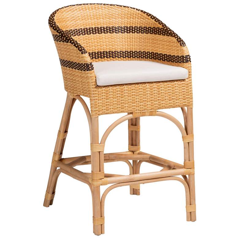 Image 2 bali & pari Elma Rattan Counter Stool with Cushion - Counter Chair