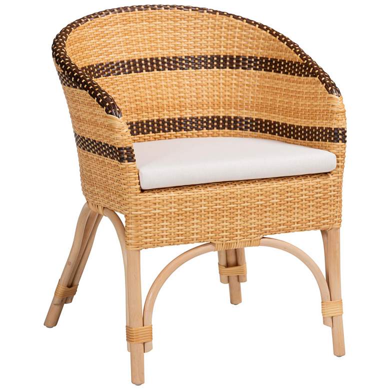 Image 2 bali & pari Elma Rattan Dining Chair with Cushion - Accent Chair