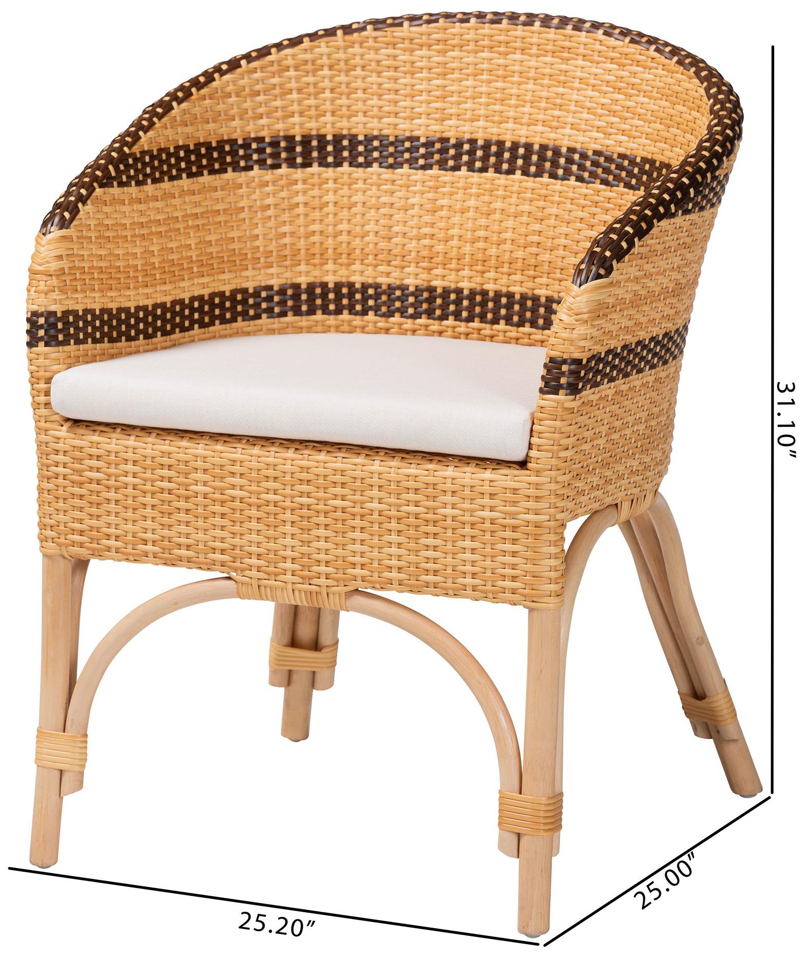 bali & pari Elma Rattan Dining Chair with Cushion - Accent Chair
