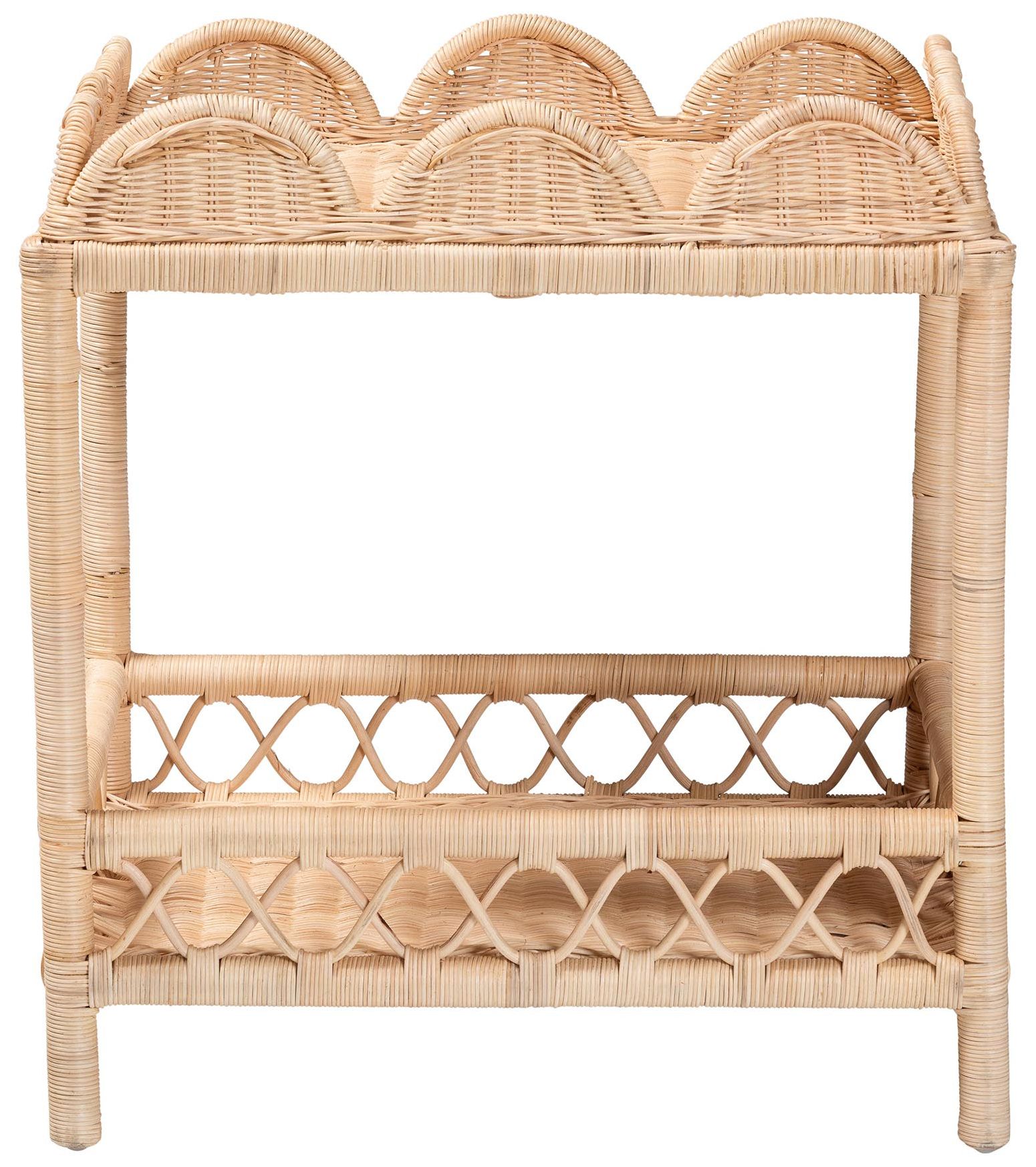 Image 3 bali & pari Eloisa Natural Rattan End Table - Handwoven Wicker 2-Tier more views