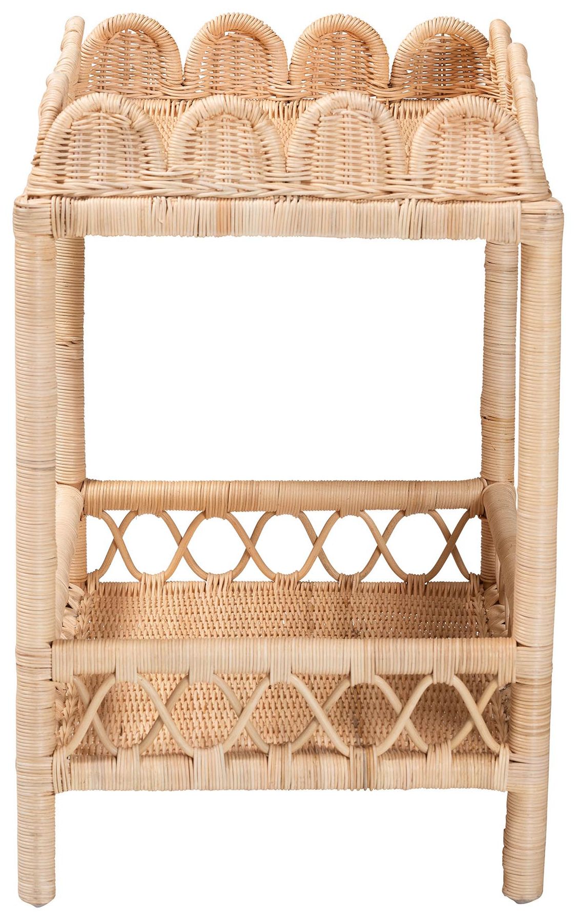 Image 4 bali & pari Eloisa Natural Rattan End Table - Handwoven Wicker 2-Tier more views