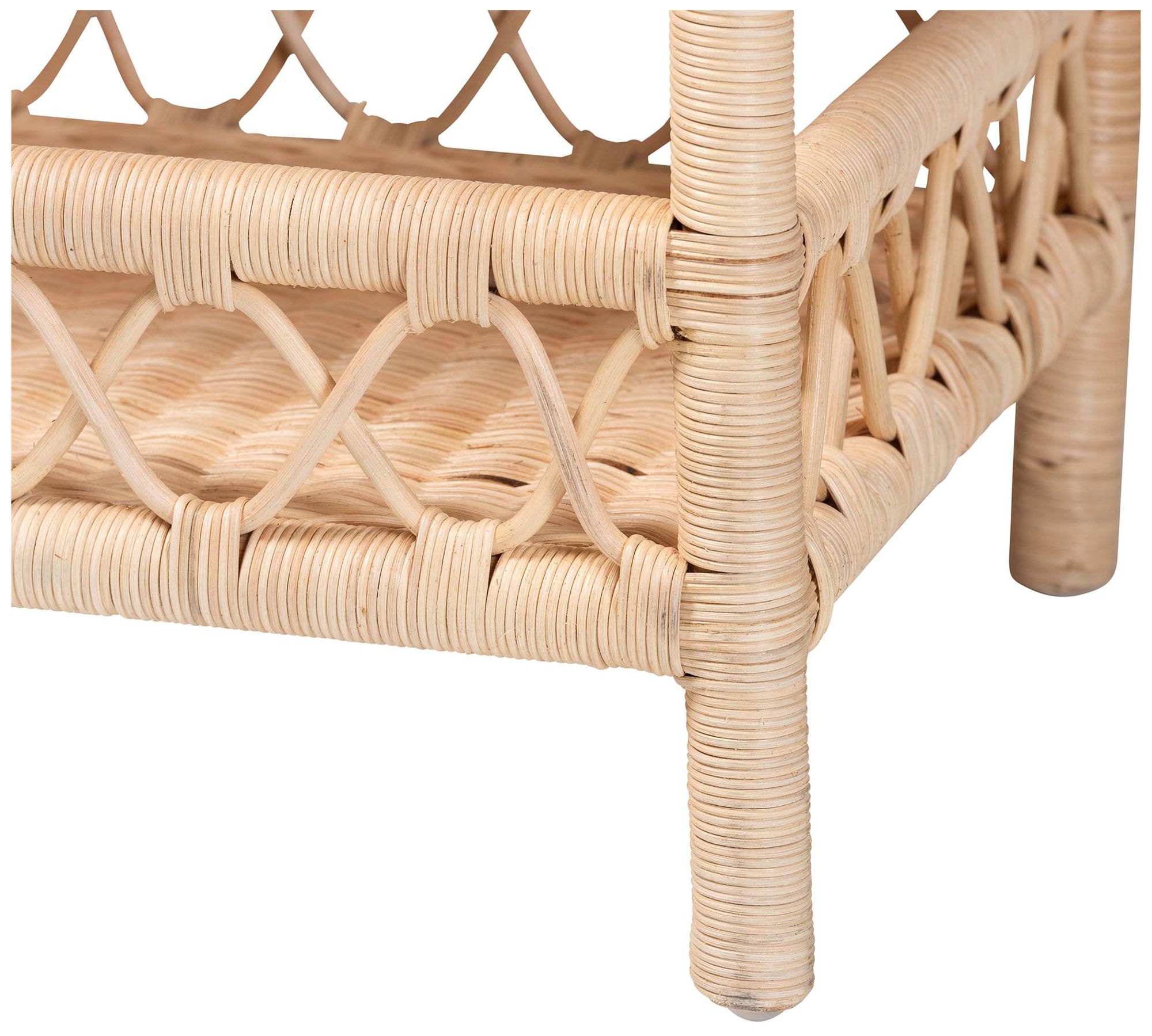 Image 6 bali & pari Eloisa Natural Rattan End Table - Handwoven Wicker 2-Tier more views