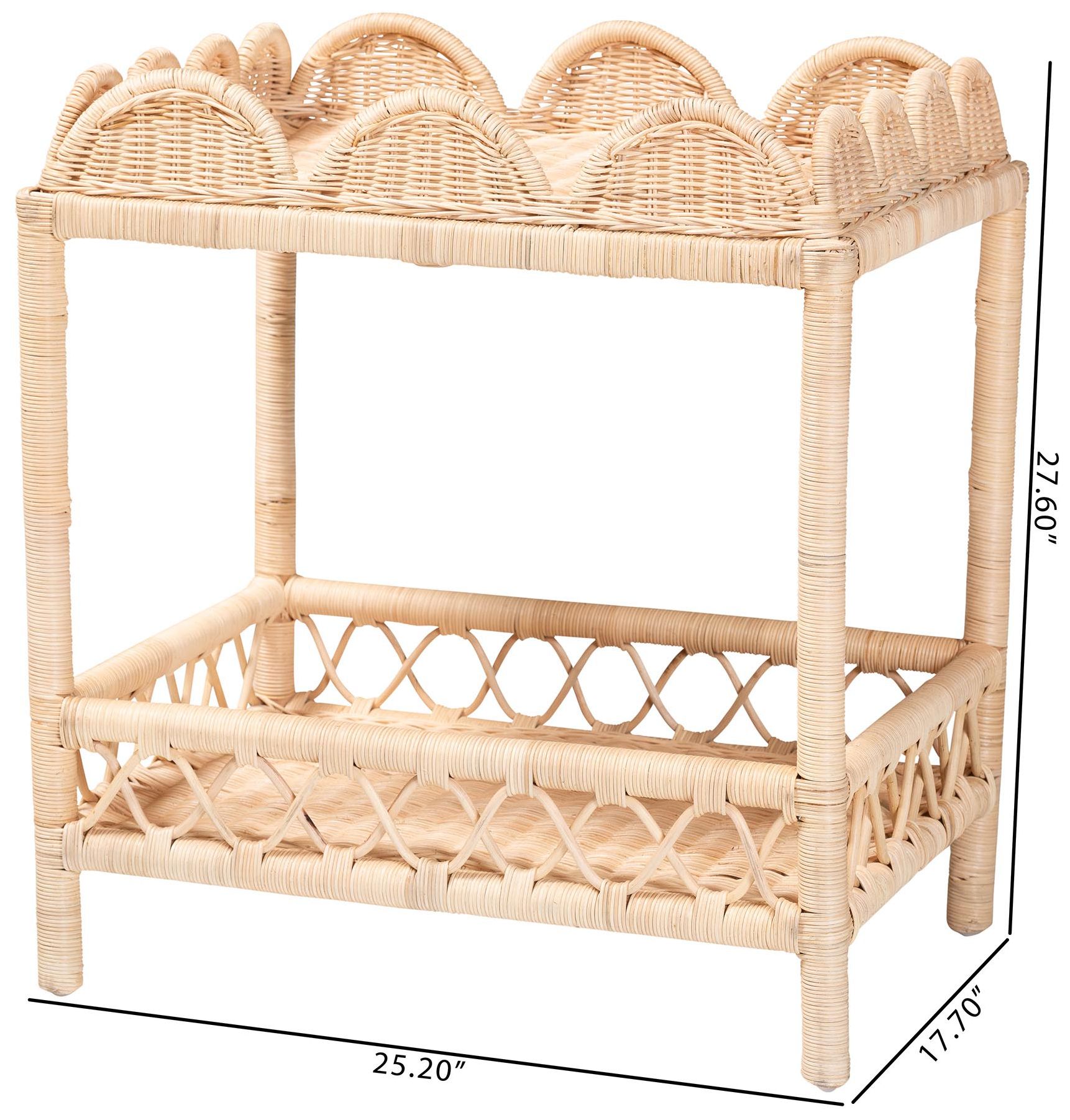 bali & pari Eloisa Natural Rattan End Table - Handwoven Wicker 2-Tier