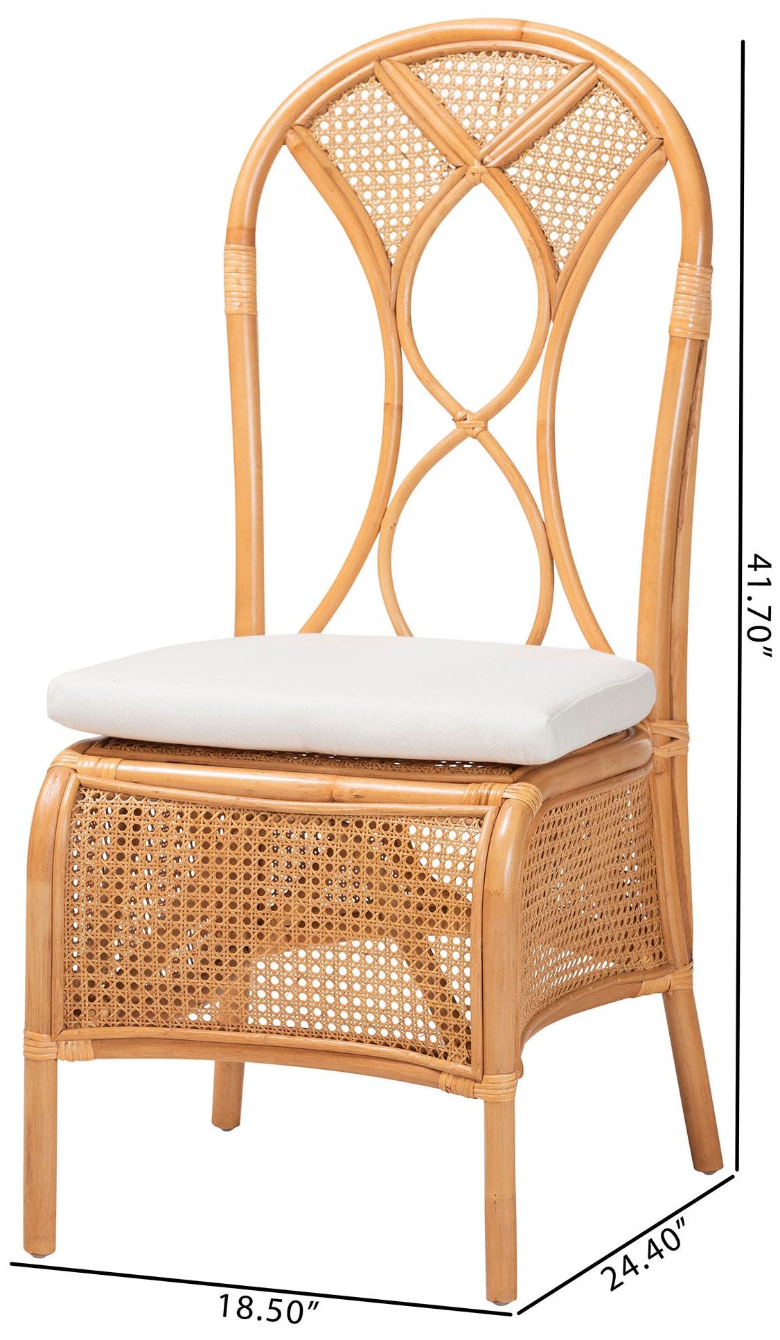 bali & pari Elsa Natural Rattan Dining Chair - Wicker Side Chair