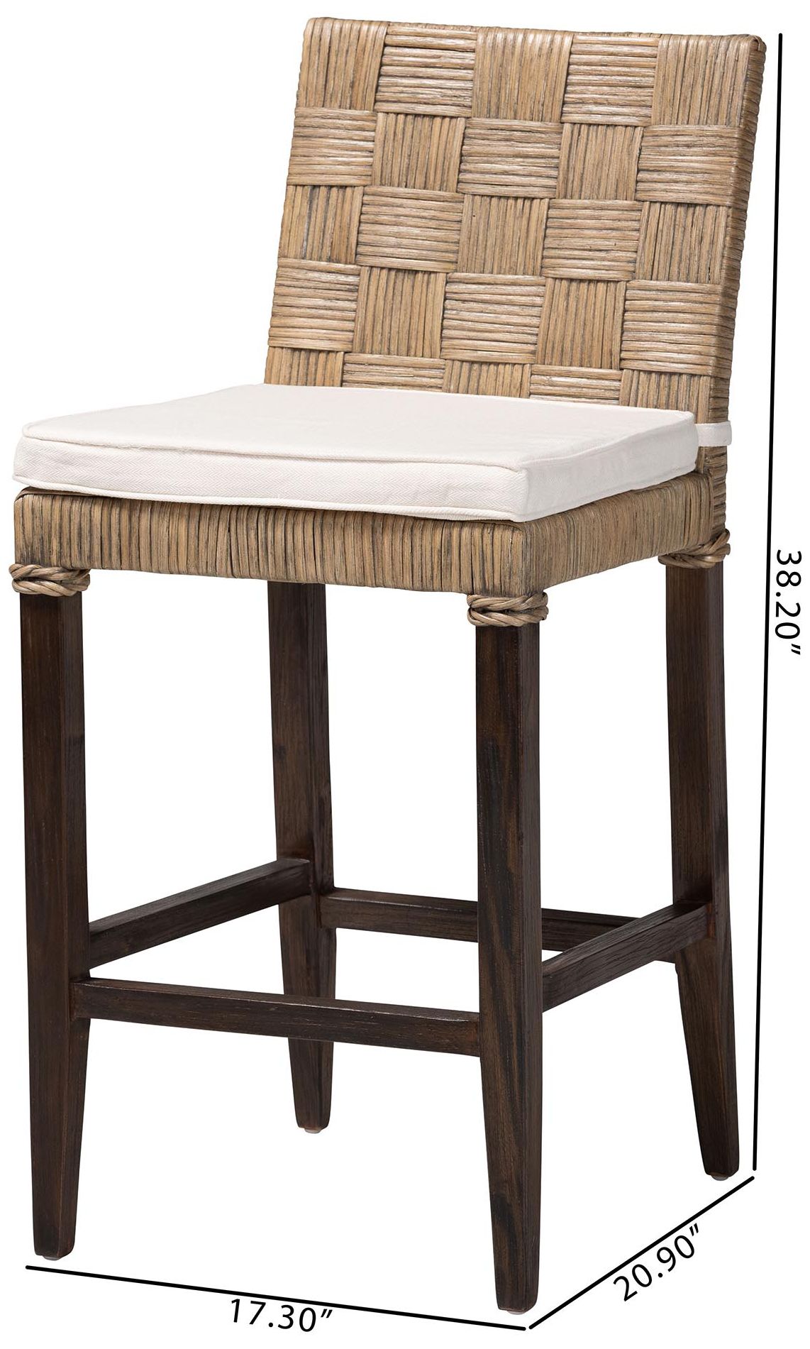 bali & pari Fatima Rattan Counter Stool with Cushion - Wicker Stool