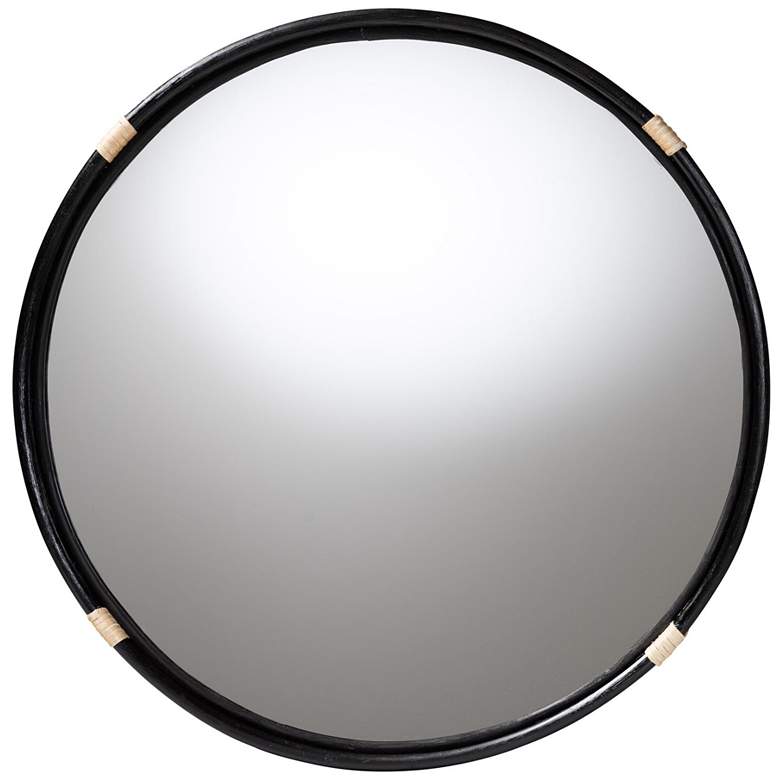 Image 1 bali & pari Fenicia Round Rattan Wall Mirror with Black Frame