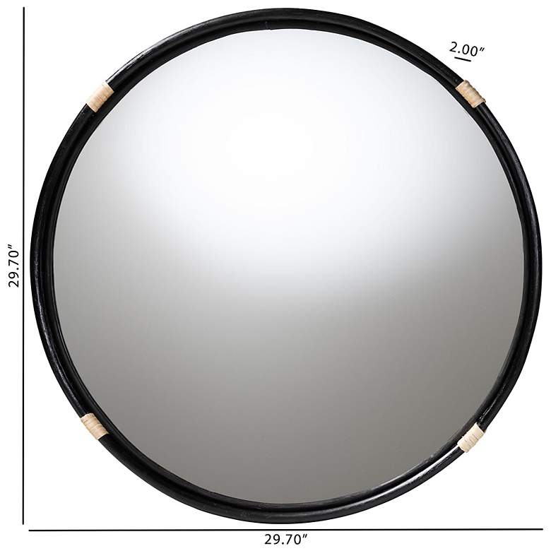 Image 4 bali & pari Fenicia Round Rattan Wall Mirror with Black Frame more views
