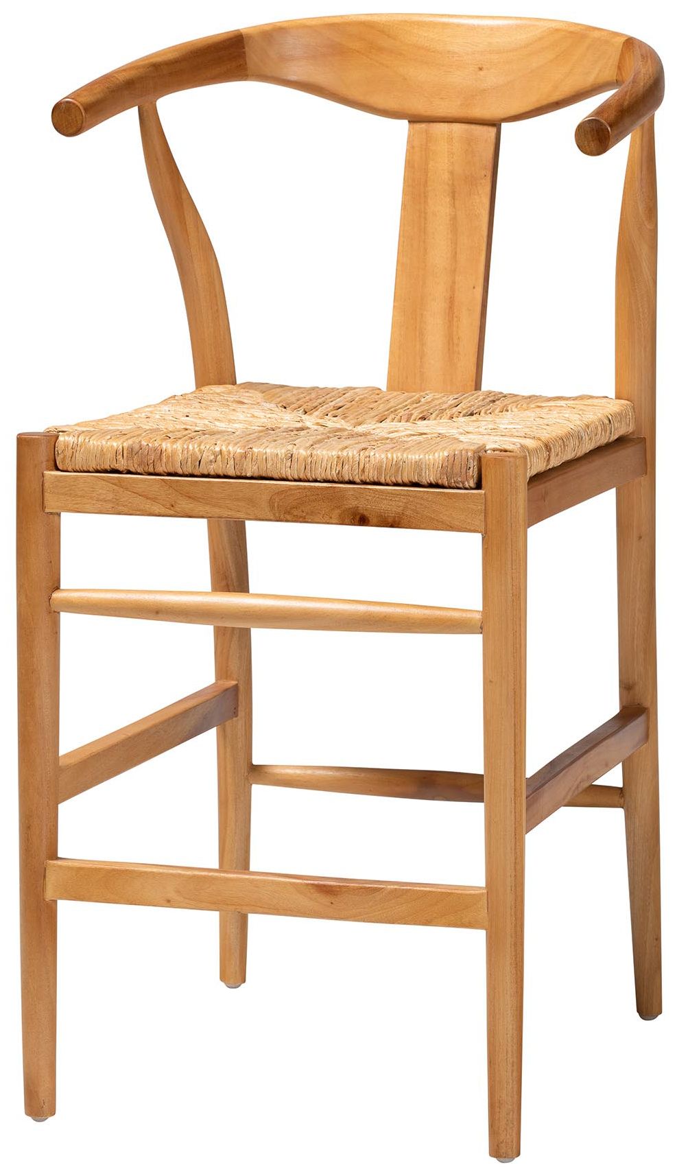 Image 2 bali & pari Fika Counter Stool with Woven Seagrass Seat - Stool with Arms