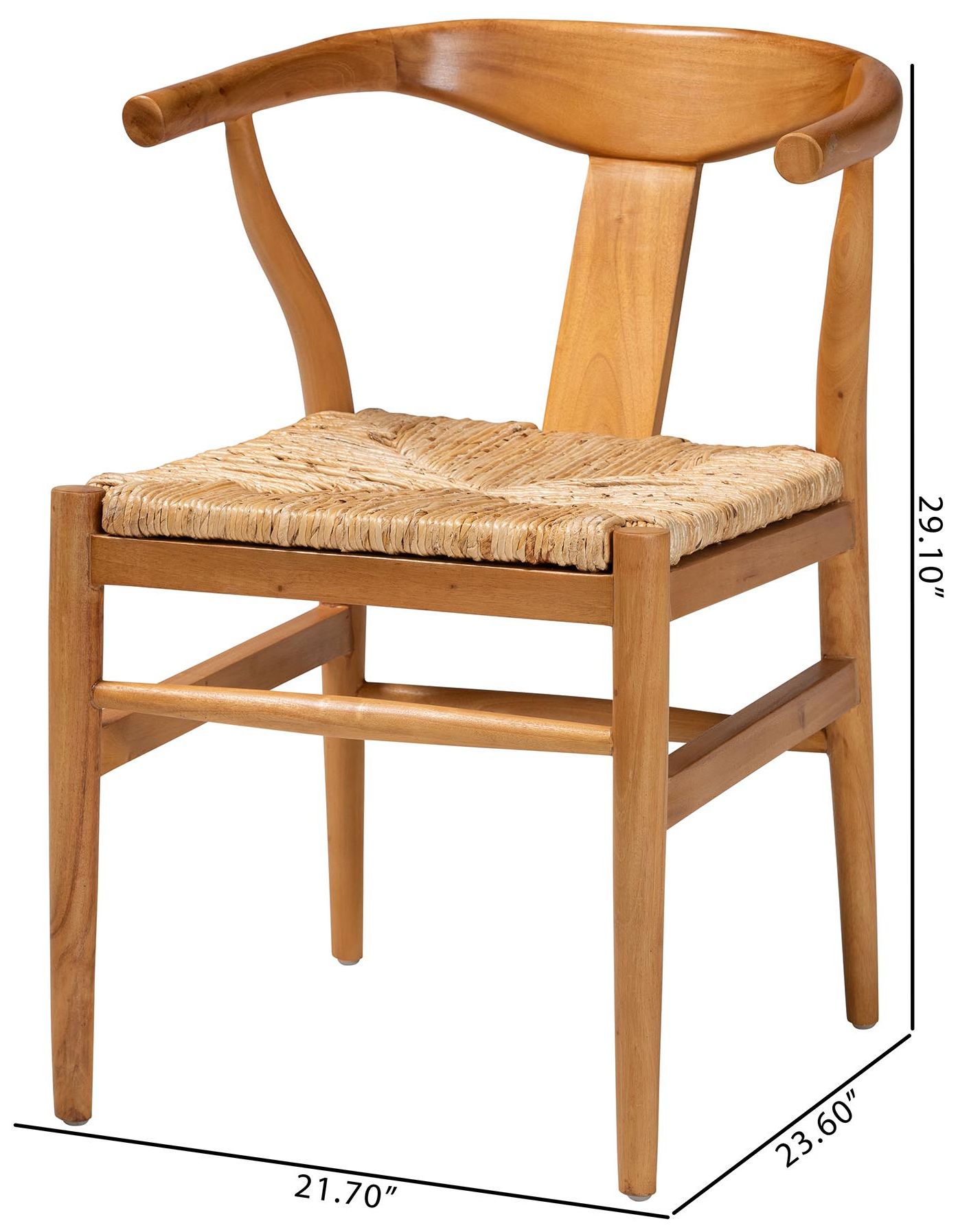 bali & pari Fika Dining Chair with Woven Seagrass Seat - Handwoven Armchair