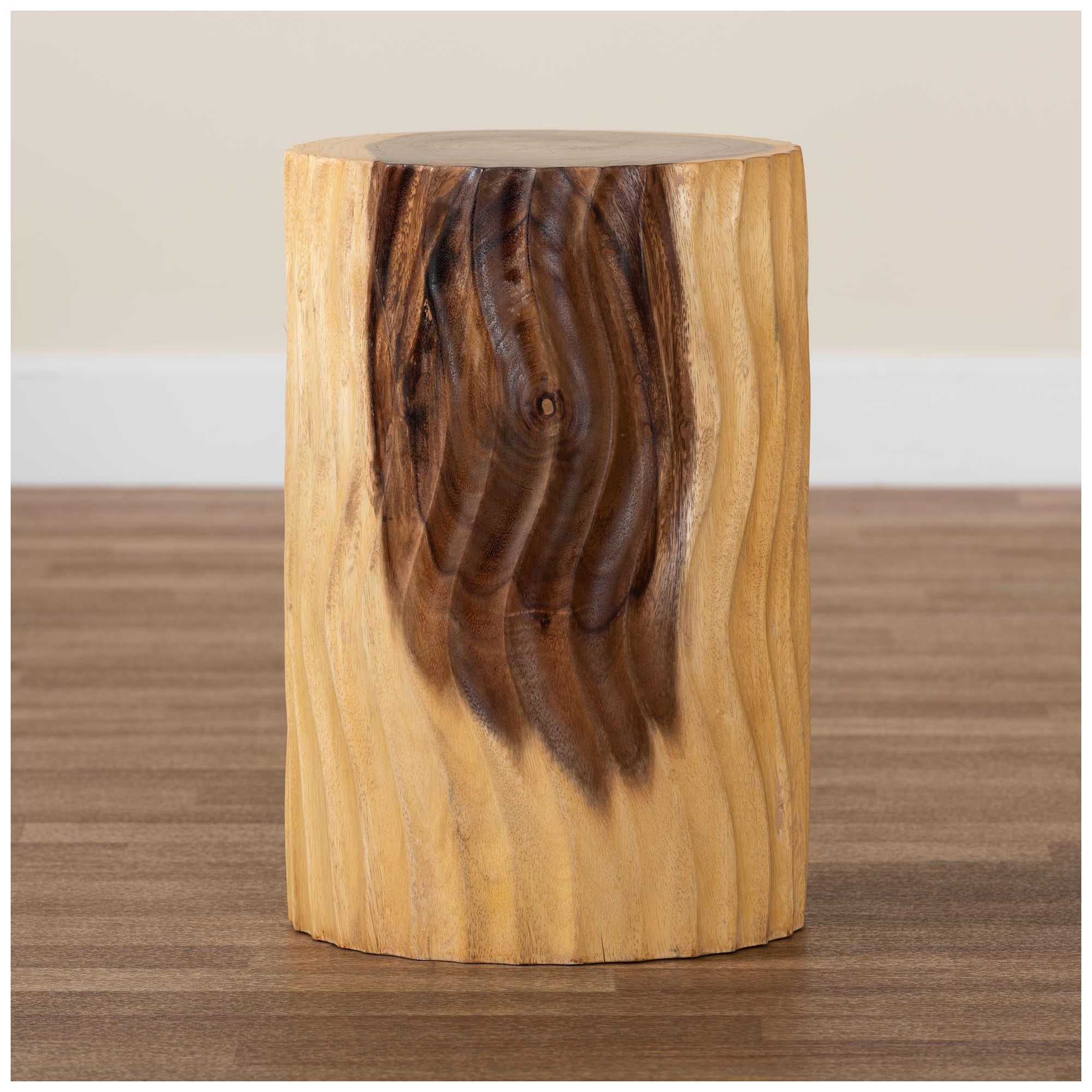 bali & pari Fuchsia Hand-carved Suar Wood Side Table