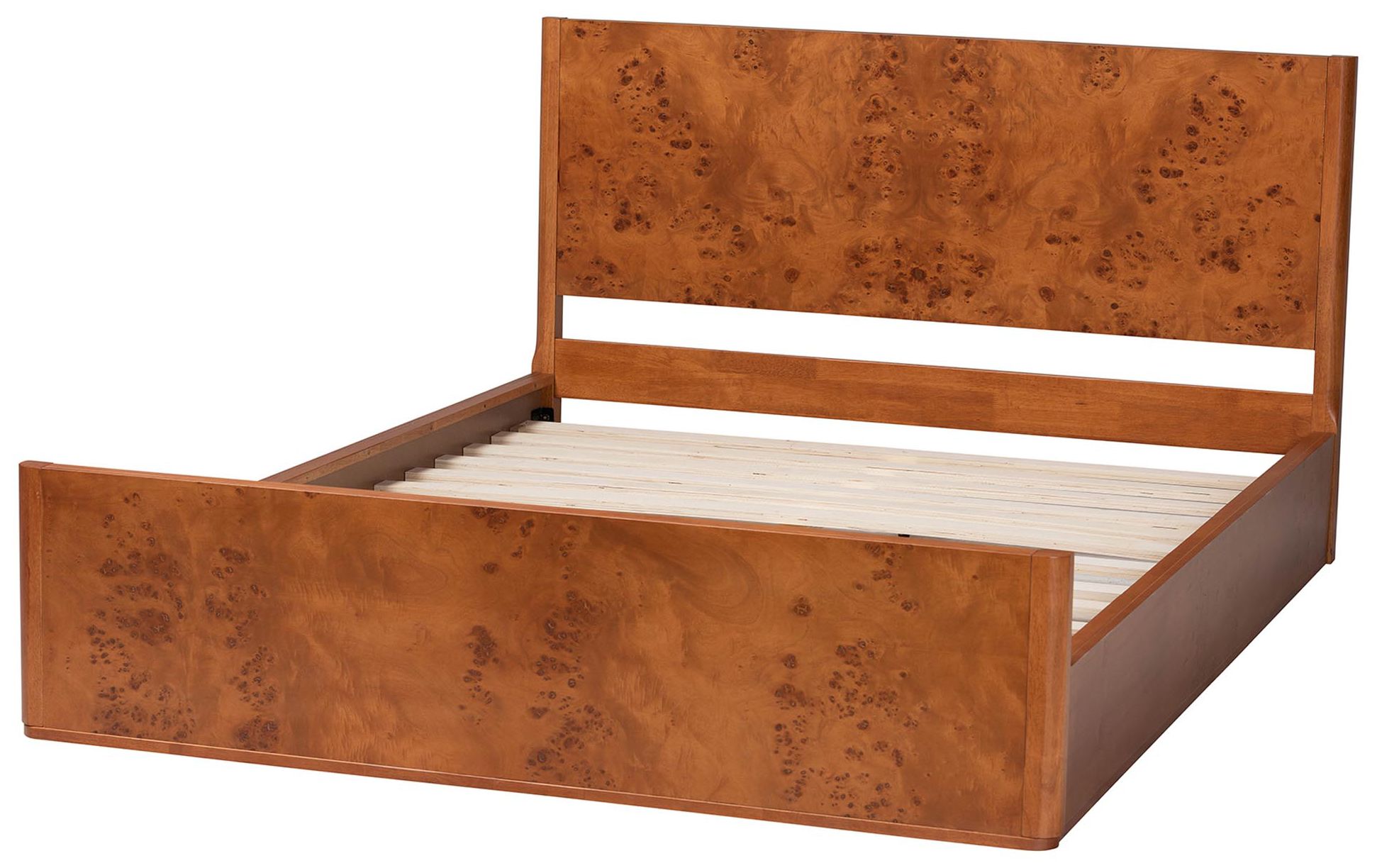 Image 4 bali & pari Fuentes Burl Wood Bed Frame - Low-Profile Platform Bed, Queen more views