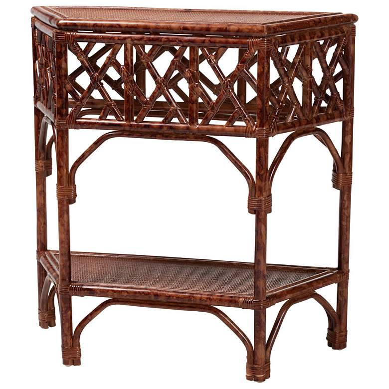 Image 1 bali & pari Gaspar Marbled Tortoise Natural Rattan Console Table