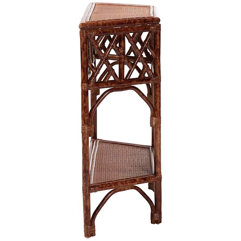 Image 4 bali & pari Gaspar Marbled Tortoise Natural Rattan Console Table more views