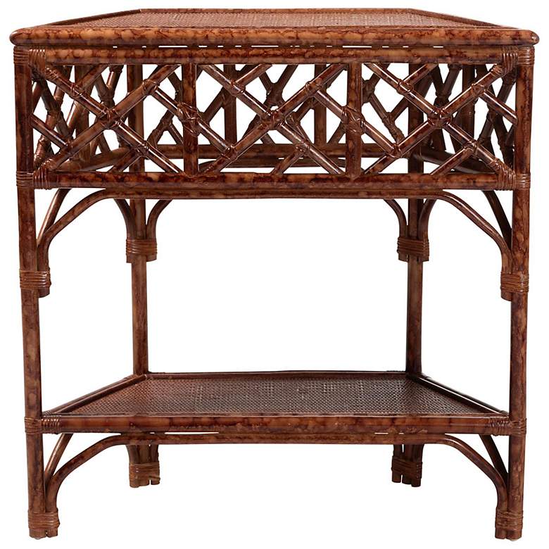 Image 5 bali & pari Gaspar Marbled Tortoise Natural Rattan Console Table more views
