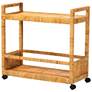 1_bali & pari Genet Natural Brown Rattan and Teak Wood 2-Tier Kitchen Cart