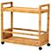 bali & pari Genet Natural Brown Rattan and Teak Wood 2-Tier Kitchen Cart