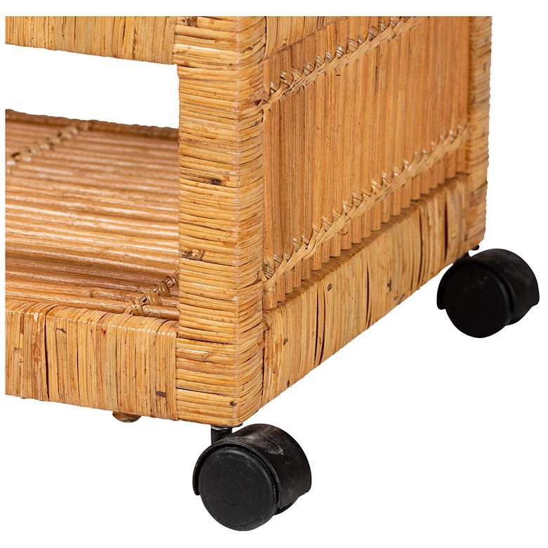 Image 5 bali & pari Genet Natural Brown Rattan and Teak Wood 2-Tier Kitchen Cart more views