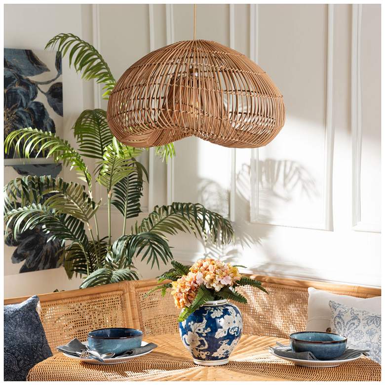 Image 1 bali & pari Hansa Natural Rattan Pendant Lampshade - Ceiling Light Cover