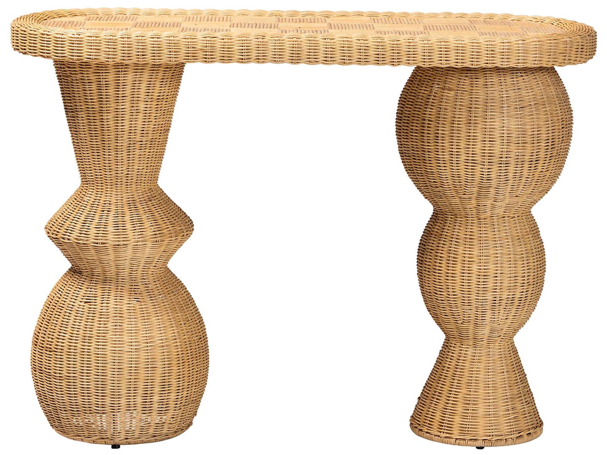 Image 3 bali & pari Hisao Natural Rattan Checkered Console Table with Base more views