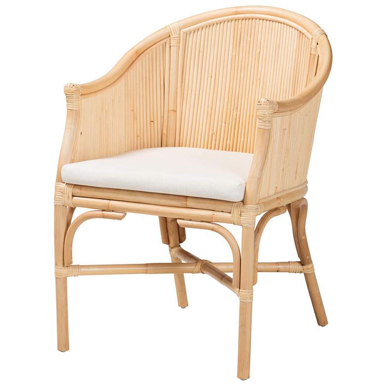 Image 1 bali & pari Hollis Natural Rattan Barrel Chair with Cushion - Armchair