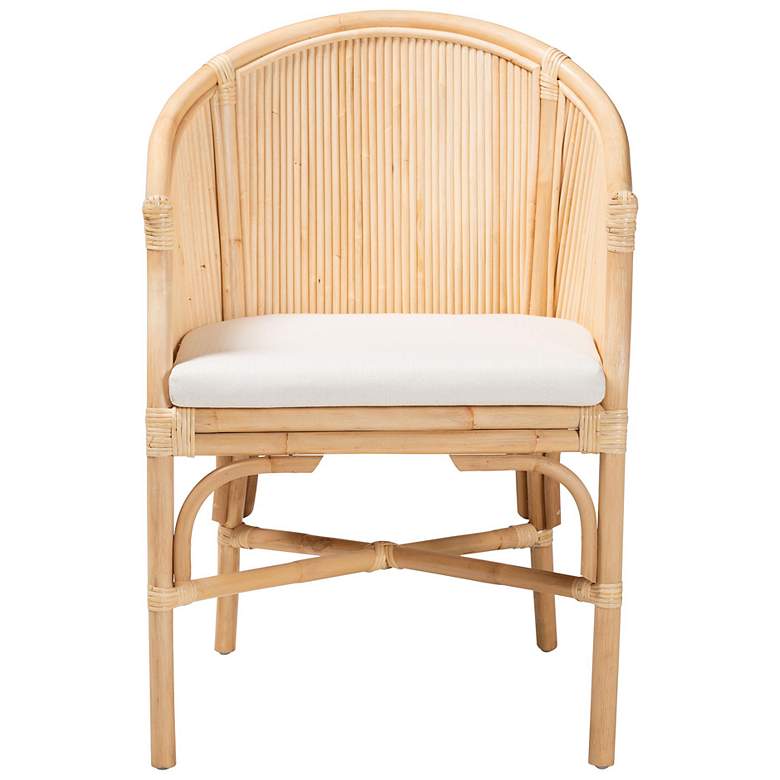 Image 3 bali & pari Hollis Natural Rattan Barrel Chair with Cushion - Armchair more views