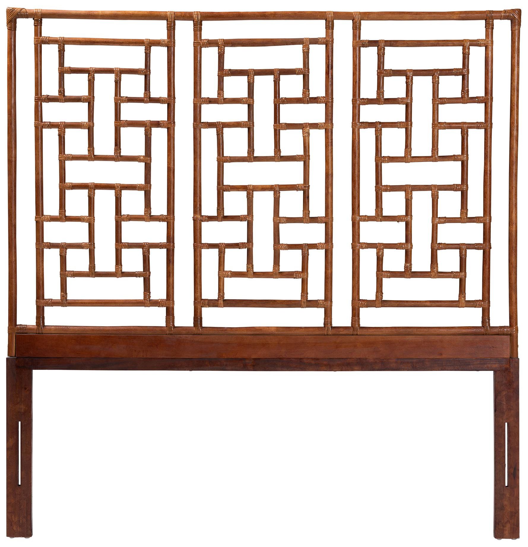 Image 3 bali & pari Jamuna Marbled Tortoise Natural Rattan Headboard, Queen more views