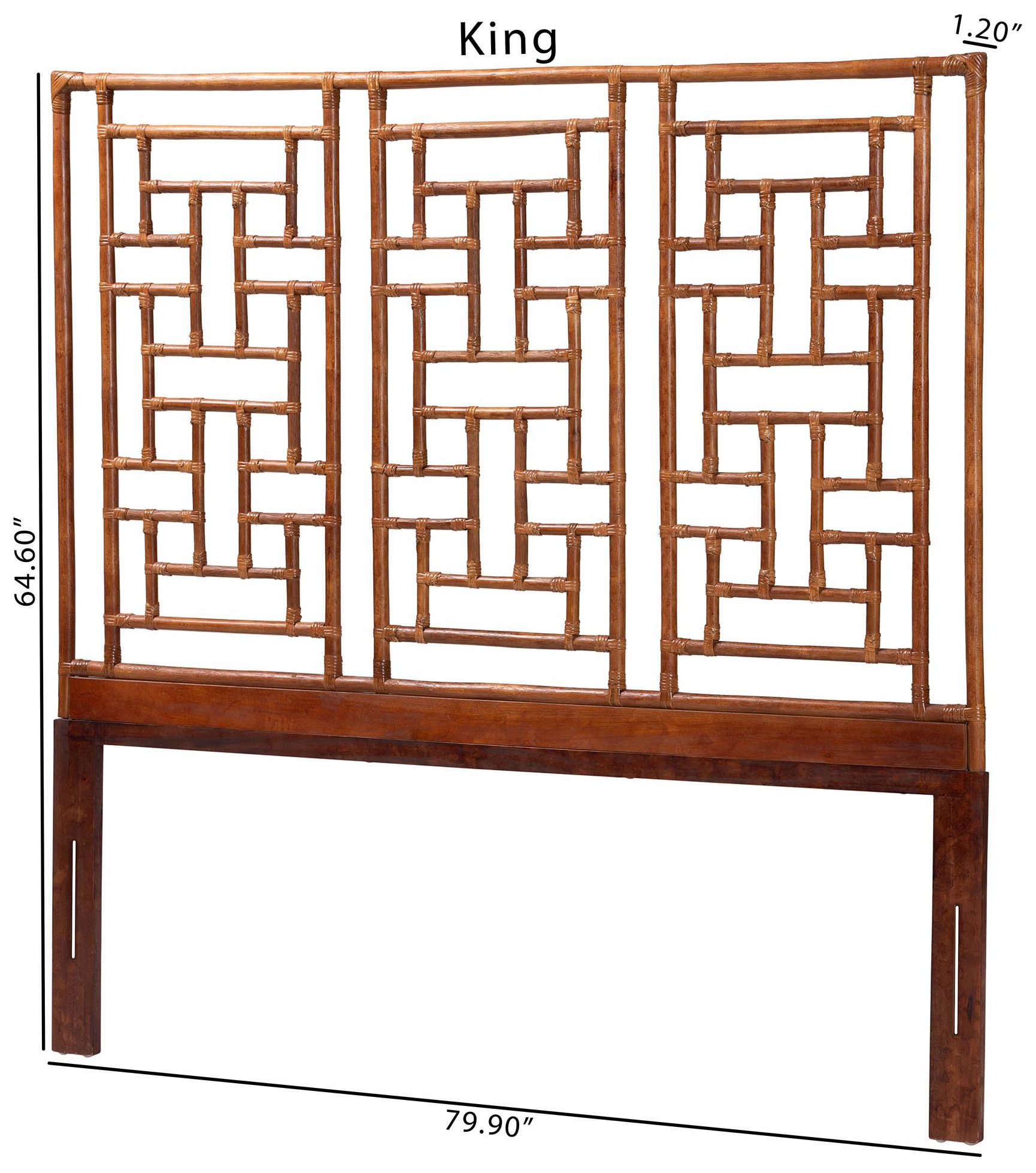 Image 6 bali & pari Jamuna Marbled Tortoise Natural Rattan Headboard, Queen more views