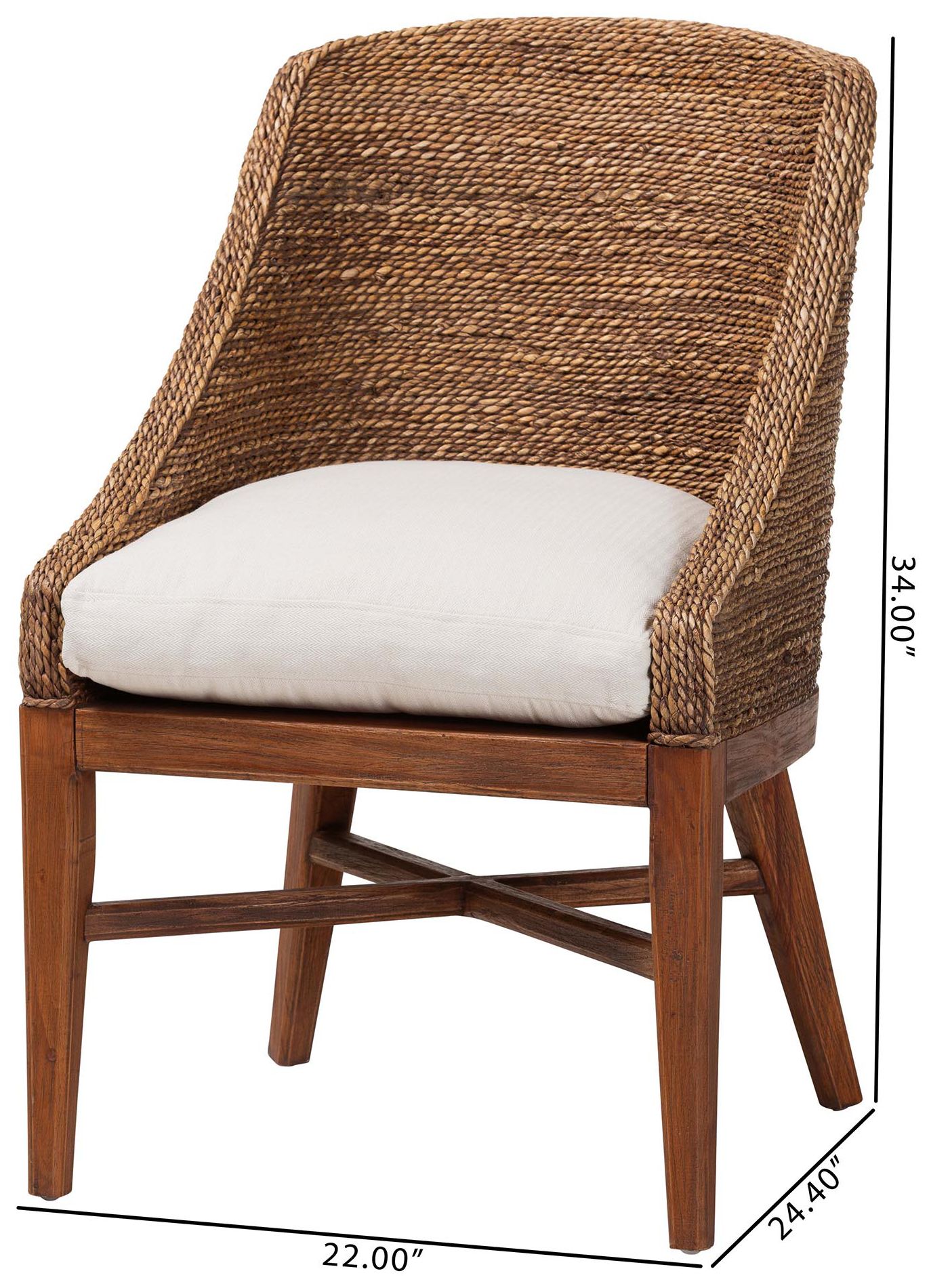 bali & pari Jasper Seagrass Dining Chair with Mahogany Wood, Brown Wash