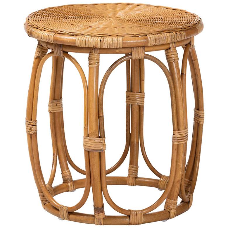 Image 1 bali & pari Jayana Natural Rattan Round End Table - Wicker Accent Table