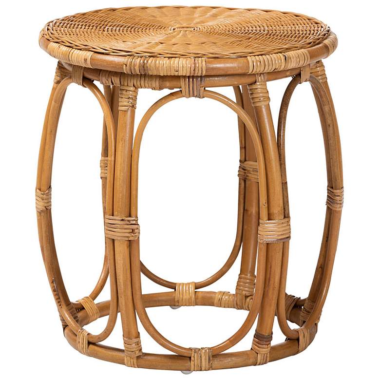Image 3 bali & pari Jayana Natural Rattan Round End Table - Wicker Accent Table more views