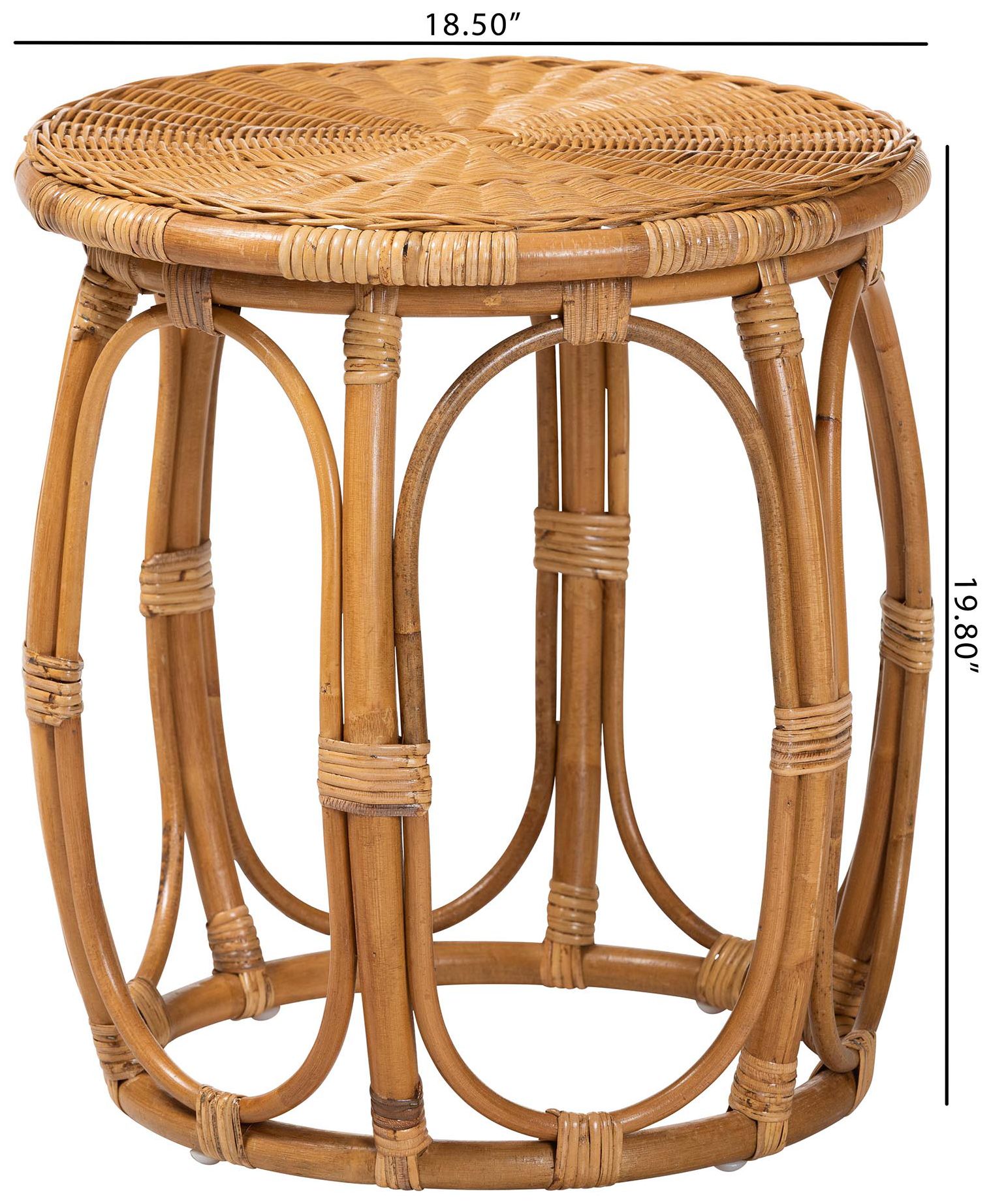 bali & pari Jayana Natural Rattan Round End Table - Wicker Accent Table