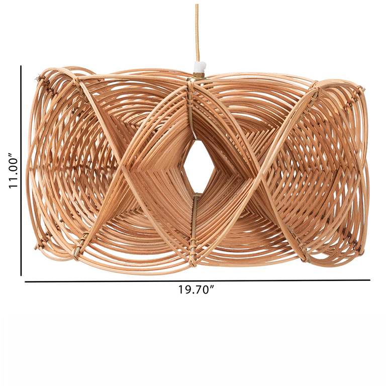 Image 3 bali & pari Jeneth Natural Rattan Pendant Lampshade - Ceiling Light Cover more views