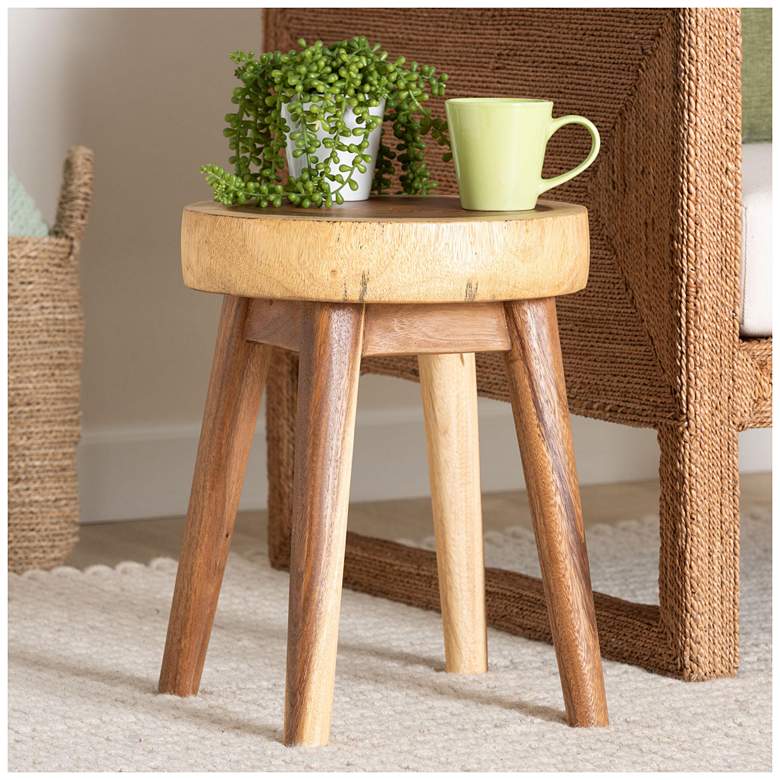 Image 1 bali & pari Jia Suar Wood End Table - Handcrafted Side Table