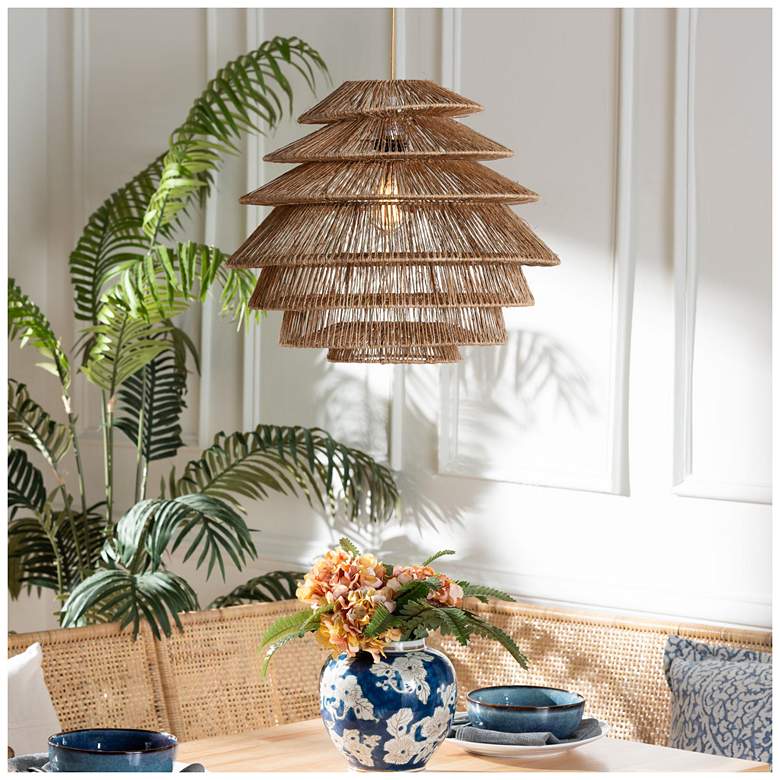 Image 1 bali & pari Kaede Handwoven Jute Pendant Lampshade - Ceiling Light Cover