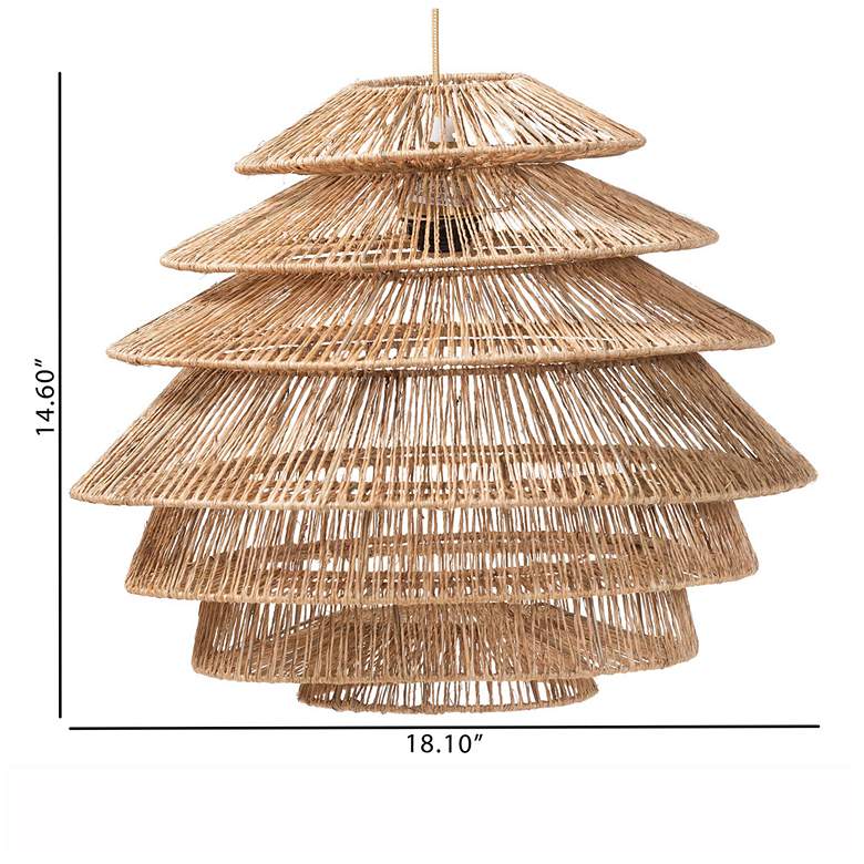 Image 3 bali & pari Kaede Handwoven Jute Pendant Lampshade - Ceiling Light Cover more views