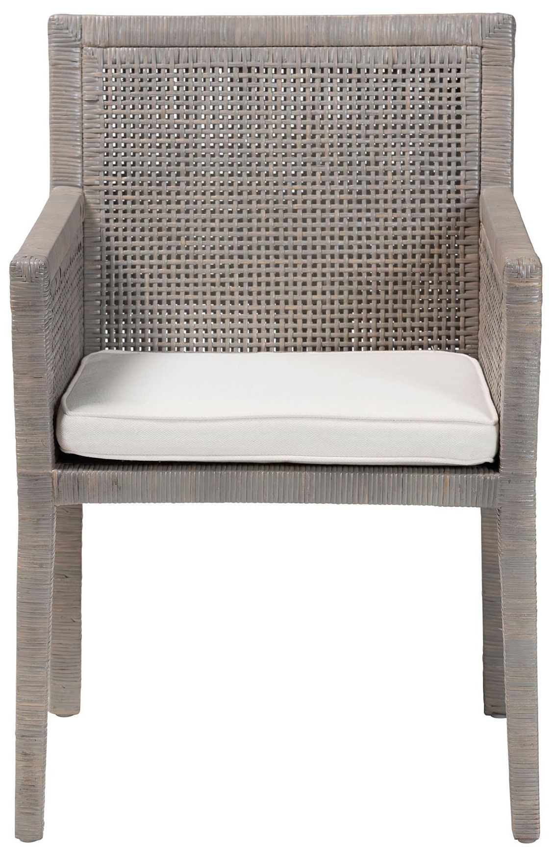 Image 3 bali & pari Karis Gray Rattan Handwoven Wicker Dining Chair with Cushion more views
