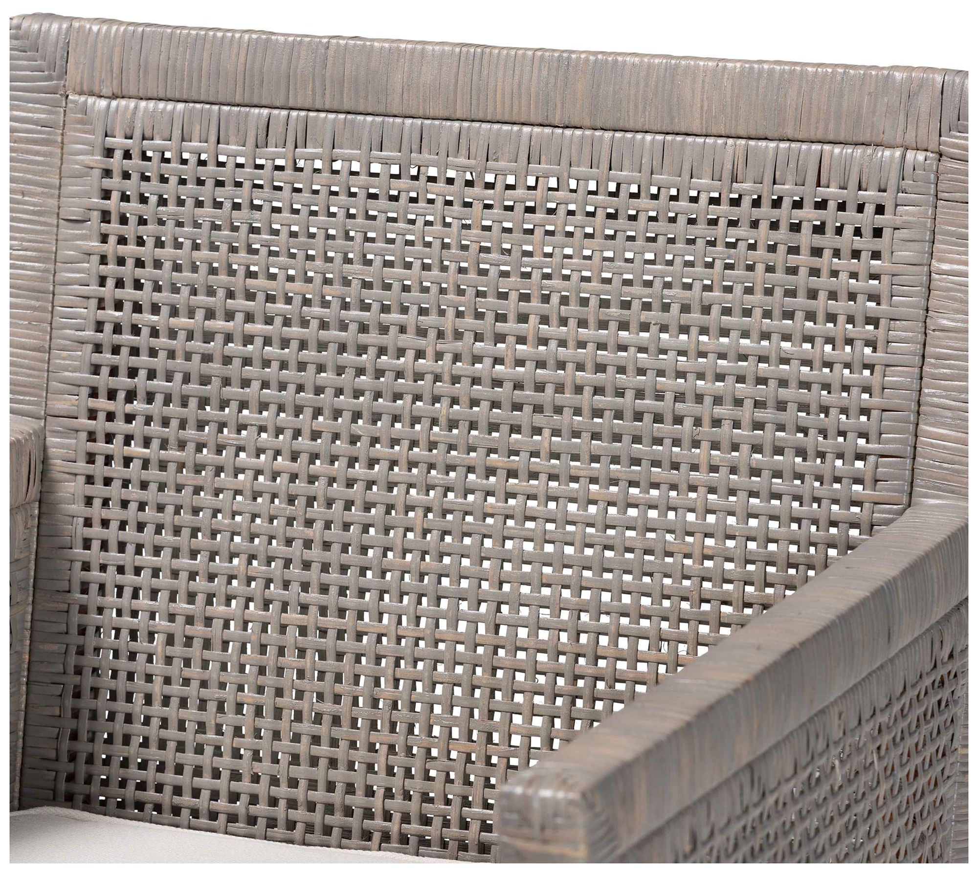 Image 6 bali & pari Karis Gray Rattan Handwoven Wicker Dining Chair with Cushion more views