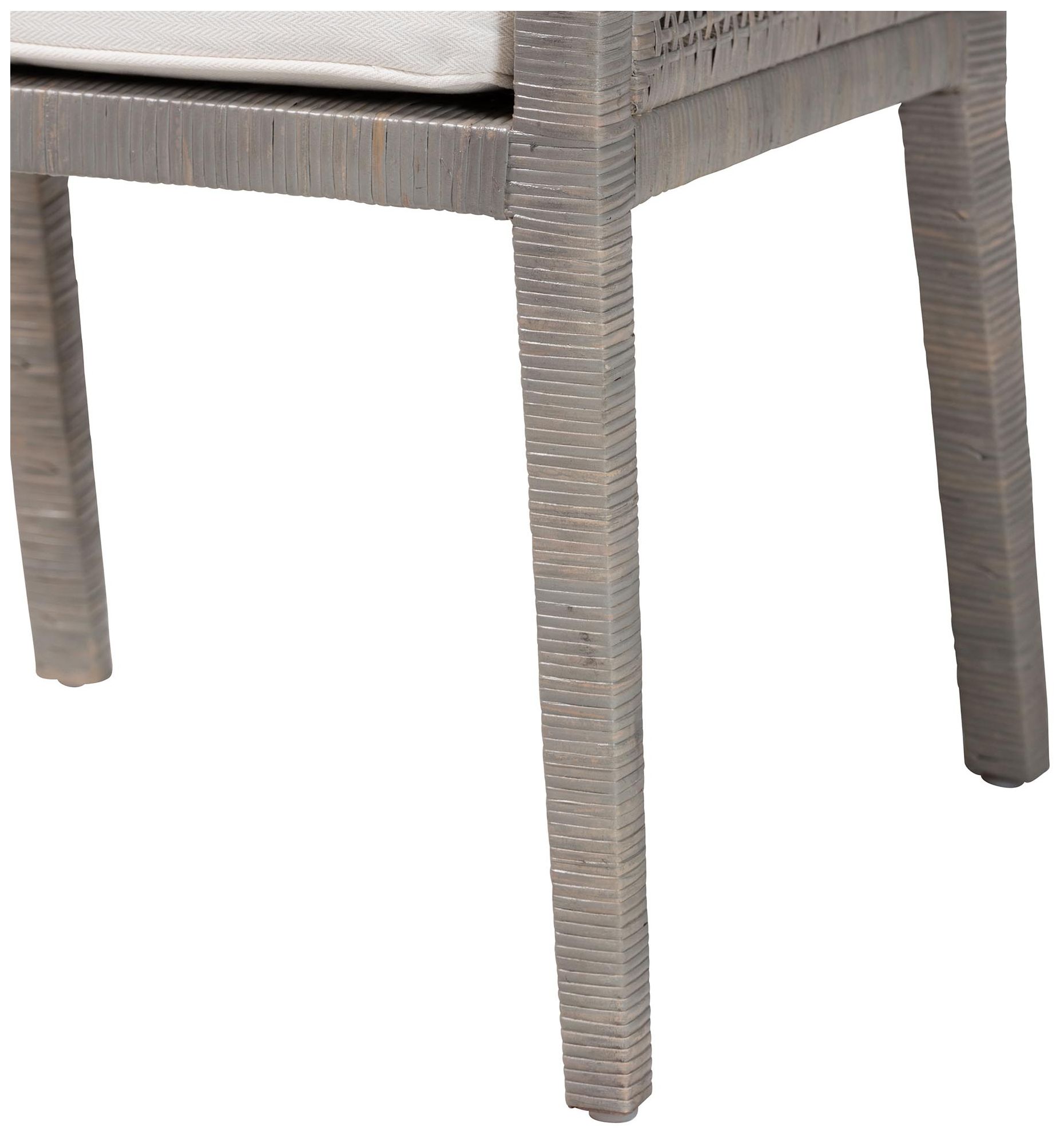 Image 7 bali & pari Karis Gray Rattan Handwoven Wicker Dining Chair with Cushion more views