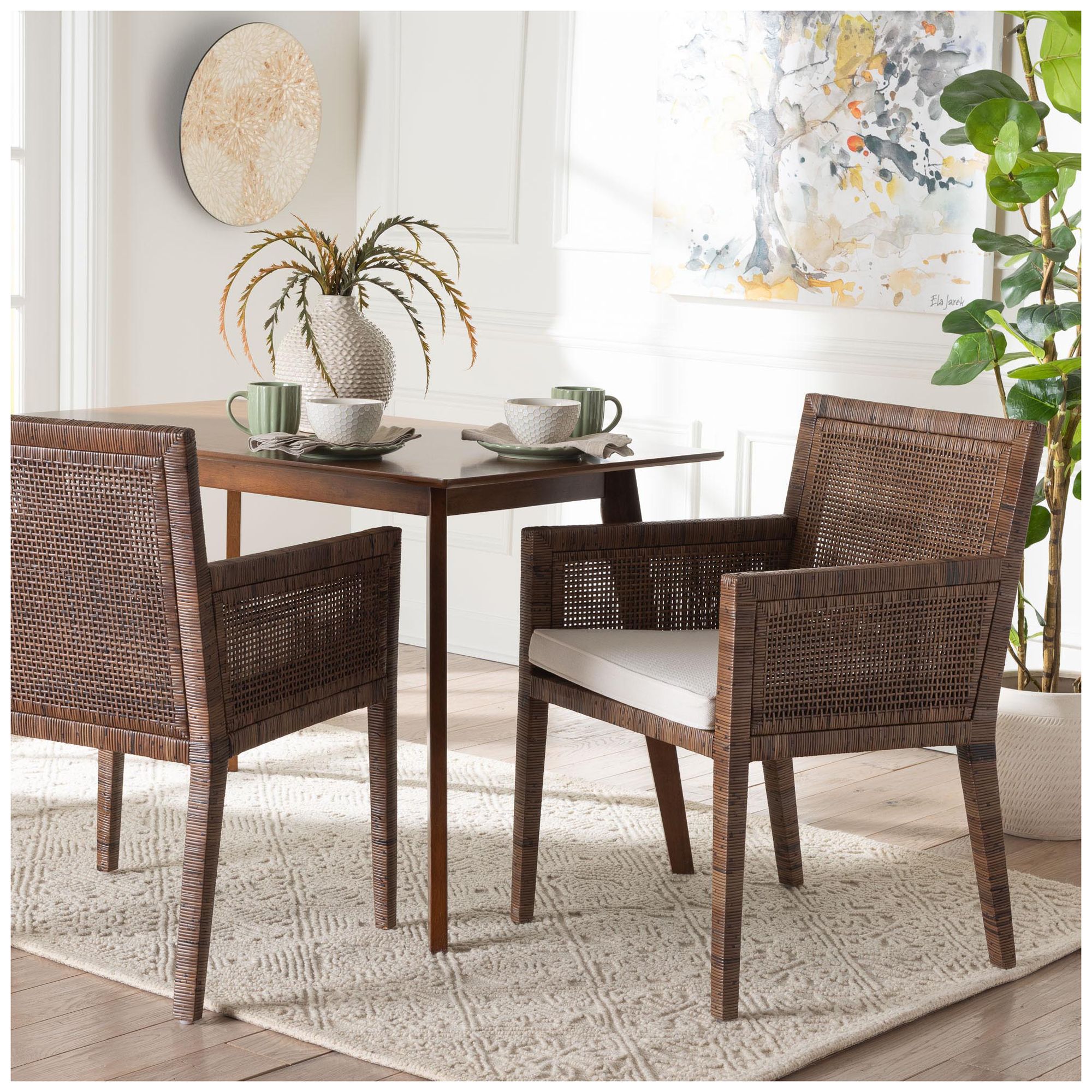 Image 2 bali & pari Karis Rattan Dining Chair with Cushion, Antique Coffee more views