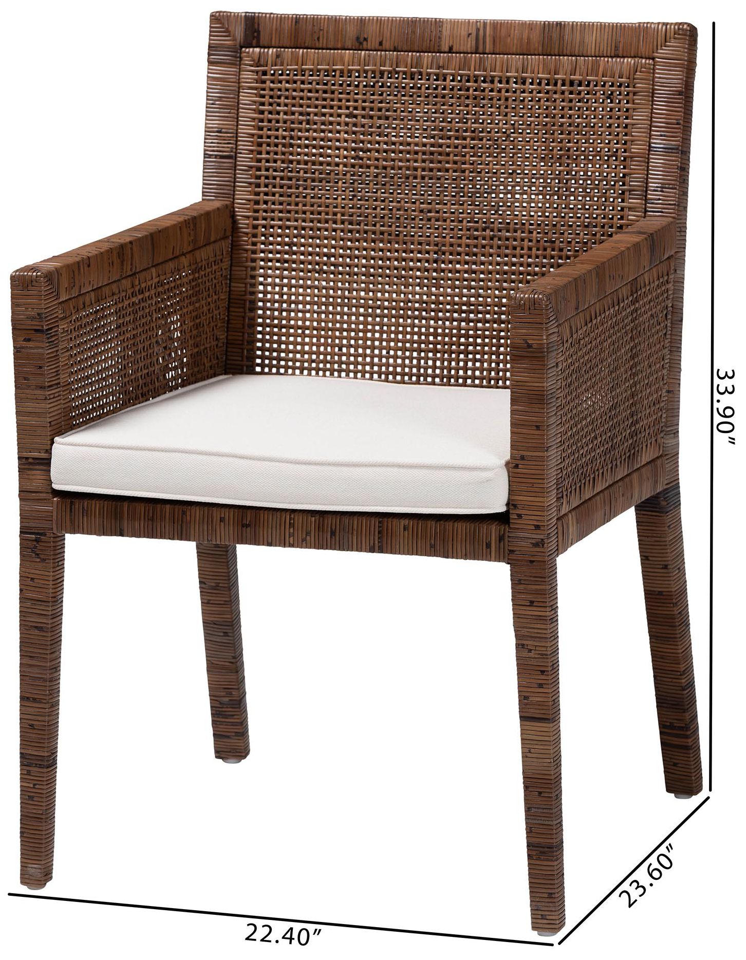 bali & pari Karis Rattan Dining Chair with Cushion, Antique Coffee