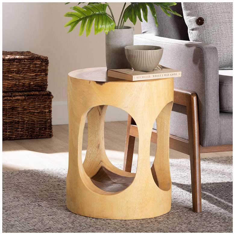 Image 1 bali & pari Kaseko Hand-carved Suar Wood Side Table