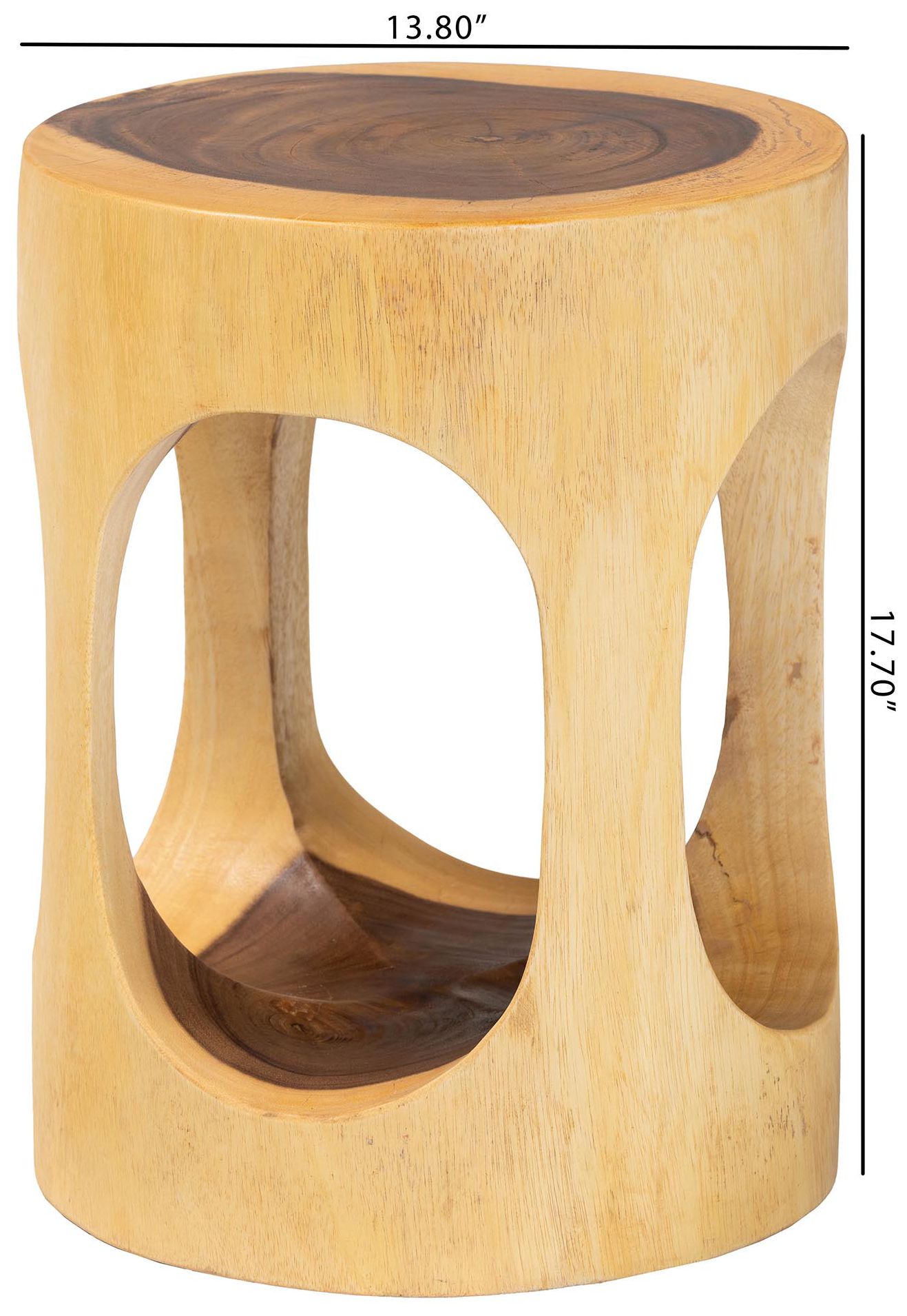 bali & pari Kaseko Hand-carved Suar Wood Side Table