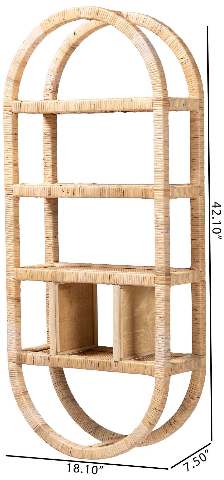bali & pari Labonita Natural Rattan Wall Shelf  - 3-Tier Wall-Mounted