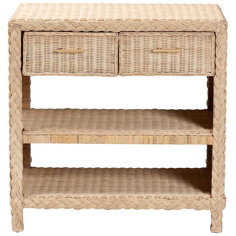 Image 4 bali & pari Lanica Japandi Sun Bleached Rattan 2-Drawer Console Table more views
