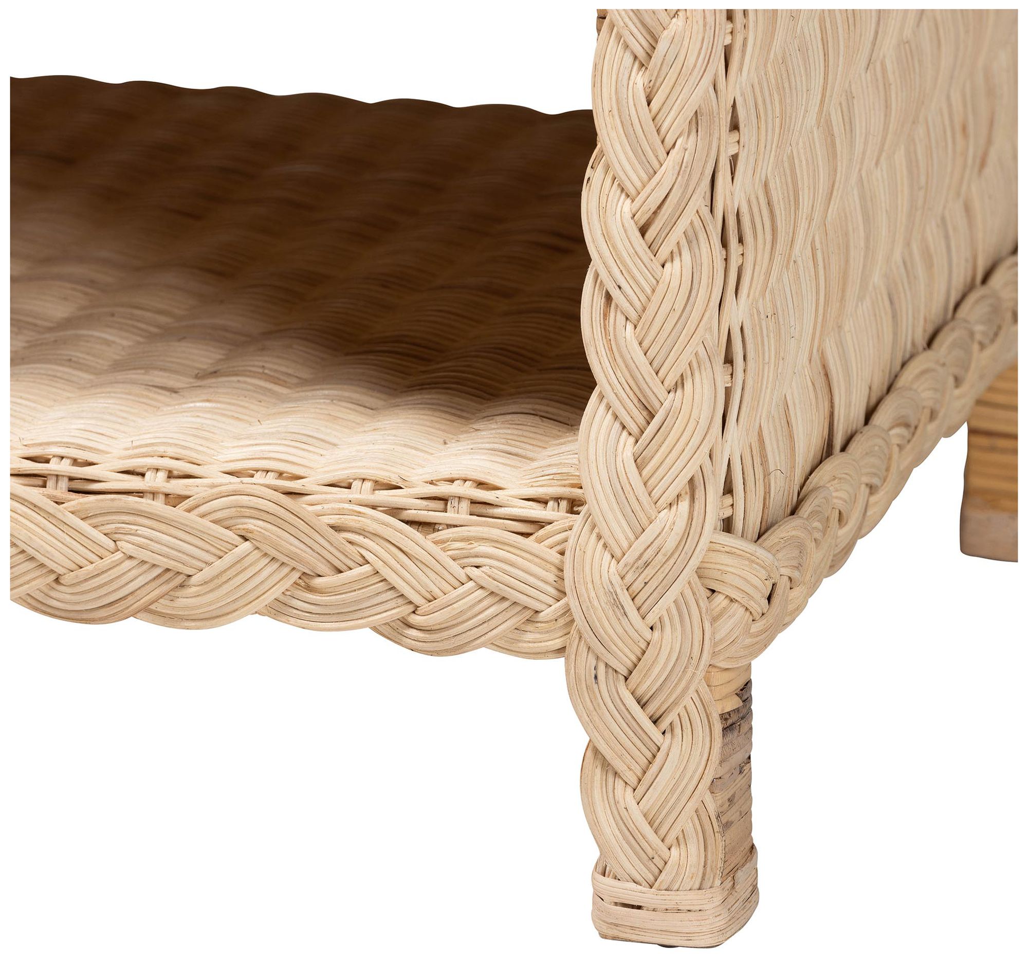 bali & pari Lanica Japandi Sun Bleached Rattan 2-Drawer Console Table