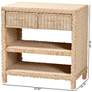 bali & pari Lanica Japandi Sun Bleached Rattan 2-Drawer Console Table